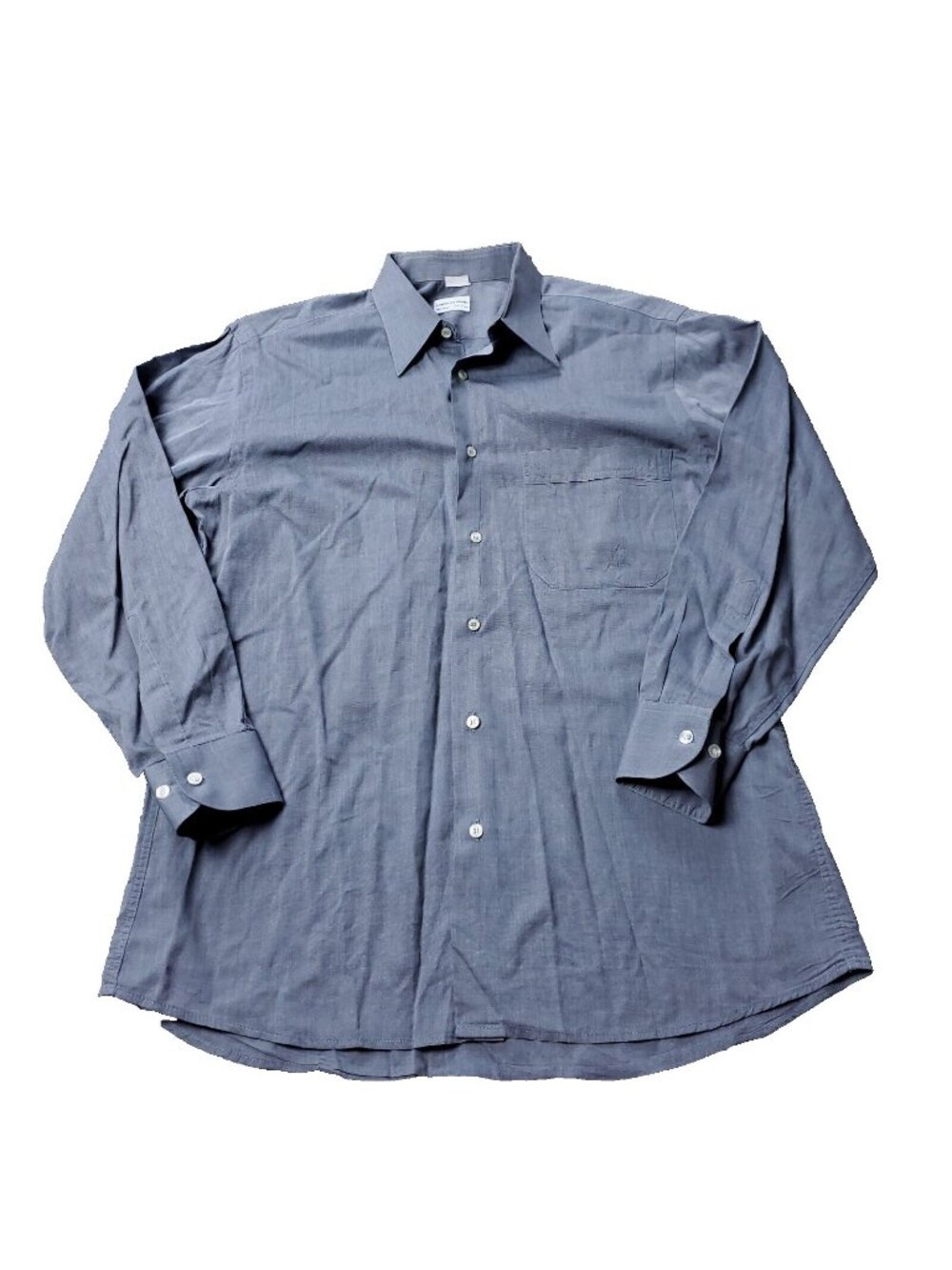 Lorenzo Uomo Dress Shirt  Mens 15.5 32/33 Gray Button Long Sleeve Adult Pocket